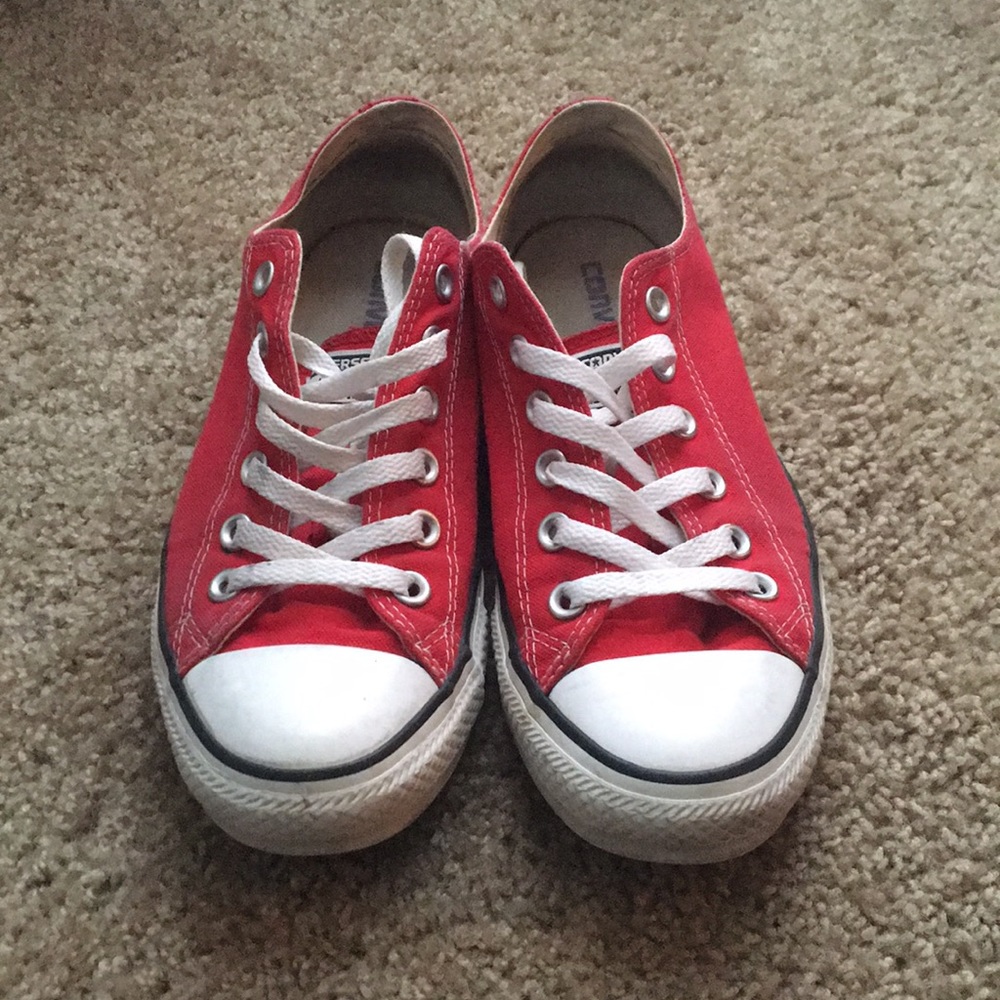 Red Low Top Converse Sneakers